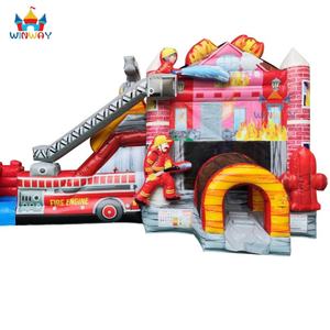Castillo Inflable con Tobogán de Agua en Forma de Camión de Bomberos - Material de PVC, Tamaño 4x8+4x4m, Capacidad para 5-10 Personas, Fácil de Instalar para Alquileres Comerciales - Product Image 6