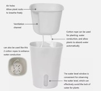 Pot de fleurs auto-arrosant en plastique à 2 couches pour plantes succulentes, hydroponique, 3/4/5/6/9 pouces, pour la maison et le jardin