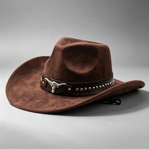 Sombrero de vaquero clásico unisex al por mayor, de tela de gamuza, ala ancha, para exteriores, estilo Fedora, sombrero de vaquero occidental de jazz personalizado unisex - Product Image 6
