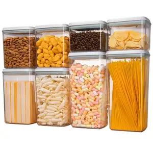 Hot Sale Pantry Organisatoren 8 Pack Grote Luchtdichte Plastic Graancontainer Doos Voedsel Opslagcontainers Sets Voor Suiker Droog Voedsel