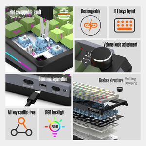 Customized wireless mechanical <b>keyboard</b> with hot-swappable side keycaps, HIF sound, three-mode <b>Keyboard</b> for office and gaming - Product Image 3
