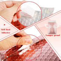 Enveloppes à bulles métalliques roses, sacs d'expédition rembourrés, enveloppes auto-adhésives, étanches à l'humidité pour câbles, chargeurs, gadgets électroniques