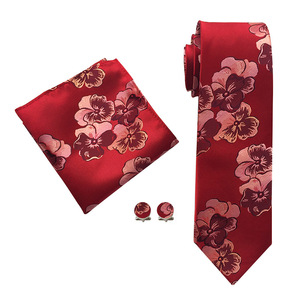 Conjunto de Gravata Masculina de Luxo 8cm para Negócios, com Trama Jacquard, Estampas Listradas Preto e Dourado, Xadrez e Floral, Lenço de Bolso e Abotoaduras, Presente de Casamento - Product Image 5