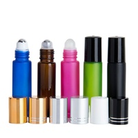 10ml givré ambre rose bleu vert noir verre rouleau sur bouteille verre mat couvercle en aluminium parfum huile essentielle rouleau boule bouteille