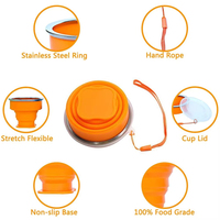 Gobelet pliable en silicone de qualité alimentaire, portable, durable, multicolores, étanche, pour le camping et la randonnée en plein air