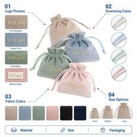 Pochette à bijoux personnalisée en velours avec cordon en satin noué |   Sac cadeau mat doux, rose sauge, taupe, OEM, MOQ 200