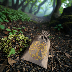 天鹅绒塔罗牌袋灰色三相每月扑克牌礼品袋拉绳月球包小饰品收纳器 - Product Image 4