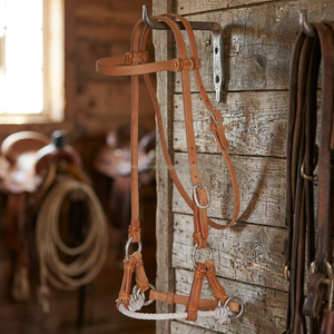 Best Quality Argentinian Cow Hide Leather Side <b>Pull</b> Horse Bridle with String Nose-Band Western Equestrian Riding Gear - Product Image 2