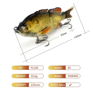 Bluegill Mồi Câu Cá Bơi Mồi Câu Cá Mặt Trời Cứng Nhân Tạo 125 Mm 33.8G Mồi Cá Vược Quay - Product Image 2