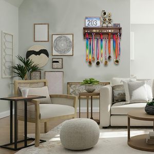 2026 단단한 나무 메달 걸이 디스플레이 선반 메달 홀더, 러너용 벽걸이 형 메달 랙 디스플레이 홀더 - Product Image 6