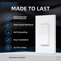 ELEGRP Interrupteurs à bascule électriques américains homologués 1 gang 120V 220V avec panneau et éclairage LED