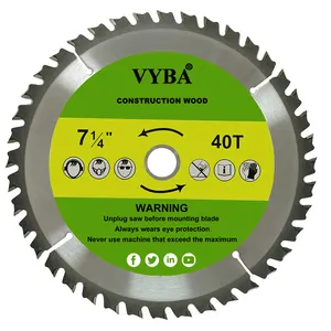 Hoja de sierra circular de alto rendimiento, 7, 1/4, 40T, para construcción, corte de madera