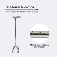 Canne de marche médicale légère en alliage d'aluminium réglable en hauteur, à trois/quatre pieds, pour usage extérieur, capacité de charge de 300 lb