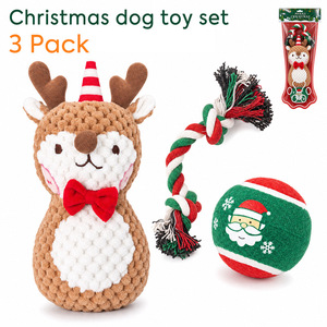 Nouvel ensemble de jouets pour <span class=keywords><strong>chien</strong></span> en coton de luxe à thème de Noël, avec <span class=keywords><strong>jouet</strong></span> à mâcher silencieux pour un usage quotidien et pour soulager l'ennui - Product Image 3