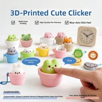 Porte-clés anti-stress à bouton-poussoir, jouet mécanique en forme d'animal en pot, en PLA, design artistique moderne imprimé en 3D, mini lapin, grenouille, chat