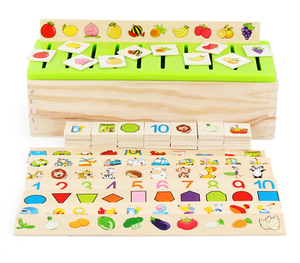 <span class=keywords><strong>Boîte</strong></span> de correspondance <span class=keywords><strong>en</strong></span> <span class=keywords><strong>bois</strong></span> pour l'éducation précoce des enfants, jouets de puzzle de fruits numériques à caractère chinois - Product Image 5