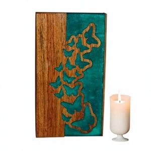 Venta caliente hermosa mariposa caja de madera maciza urna cremación urna para cenizas humanas con bolsa de terciopelo gratis - Product Image 1
