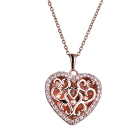 Qingxin luxe 925 argent Sterling Zircon 18K plaqué or Rose bijoux fins médaillon coeur femmes maman jour pendentifs colliers