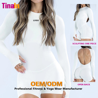 Combinaison de yoga une pièce à manches longues pour femme, respirante, séchage rapide, douce et lisse, sculptante, pour le sport, par Tinain Custom Supplier