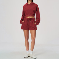 Ensemble de survêtement sportif 2 pièces pour femme SIYUAI, hiver, anti-transpiration, coupe-vent, réversible, grande taille, sweat à capuche zippé et short