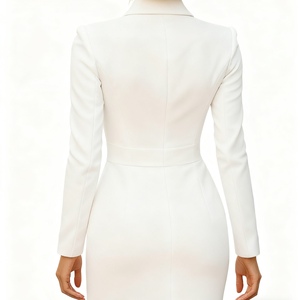 Vestidos de Traje Largos para Mujer, de Color Sólido, Manga Larga, Cierre de un Botón, Corte Entallado, a la Moda - Product Image 4