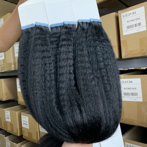 Kinky Straight Remy Hair <strong>Bundles</strong> Tape InHuman Hair Weave Cuticle Aligned Raw Virgin Hair Extensions12-18&quot; 20pcs - Product Image 5