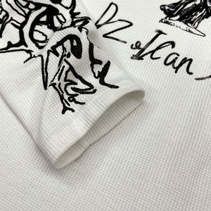 Camiseta Gráfica Personalizada con Impresión DTG, Camiseta Térmica Blanca <span class=keywords><strong>de</strong></span> Manga Larga para Hombre, Camiseta <span class=keywords><strong>de</strong></span> Manga Larga <span class=keywords><strong>de</strong></span> Punto Waffle Oversize - Product Image 3