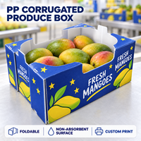 Vouwbare PP golfkartonnen fruit- en groentekisten op maat, met opdruk en open bovenkant voor verpakking en winkelpresentatie