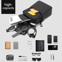 Tas Selempang Mini Tas Bahu Kecil Dompet Perjalanan Pemegang Paspor Tas Kantong Leher Messenger Uniseks dengan Jack Headphone