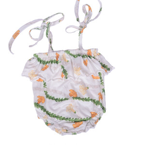 Ga-16 Stock Baby Girls Printed Pure Cotton Leo Baby Adjustable Straps Halter Girls Romper Hawaii Double Layered Lace Romper - Product Image 4
