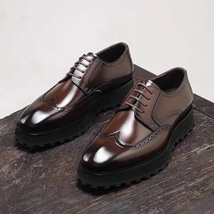 Zapatos de Vestir Formales de Negocios para Hombre, de Lujo, con Punta Cuadrada, que Aumentan la Estatura, de Cuero Otoñal, de Alta Calidad, Hechos a Mano, de Piel de Vaca, Casuales - Product Image 5