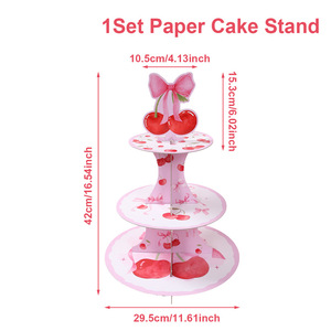 Soporte para Cupcakes con Lazo Rosa, Soporte para Torre de Postres con Temática de Cereza para Cumpleaños, Fiestas de Bebés, Decoración de Bodas - Product Image 3