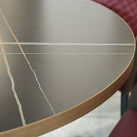 Ensemble de table et de chaises de salle à manger rondes modernes et minimalistes pour 6 personnes, avec plateau en pierre et structure en acier, pour usage commercial dans les restaurants