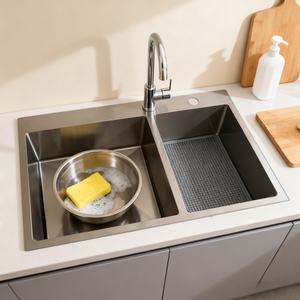 Wastafel Dapur Stainless Steel <span class=keywords><strong>1.5</strong></span> Bowl Tahan Lama, Finishing Brushed Anti Sidik Jari, Profesional, Stainless Steel 304 - Product Image 5