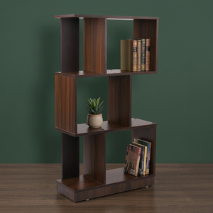 Étagère murale/de plancher en bois en laiton AK de couleur noyer avec de grandes étagères Étagère utilitaire artisanale pour la décoration intérieure de la maison/bureau - Product Image 3