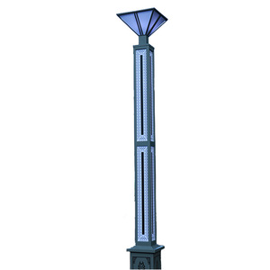 Lámpara de Jardín LED Solar con Poste de Hierro, Diseño Azul con Patrones, IP66, 2700K, Luz Blanca Cálida Suave, Sensor de Movimiento, Garantía de 10 Años - Product Image 1