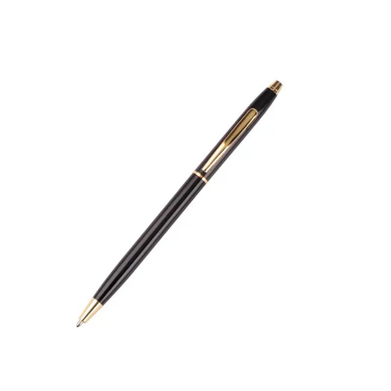 Office school stationery advertisement promotion ball point stylus writing custom logo metal black ballpoint pen