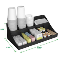 Boîte de rangement multifonctionnelle en acrylique JHONG personnalisée pour café, thé et autres, avec 11 compartiments, noire