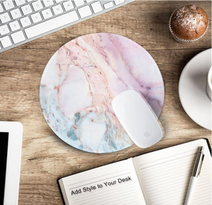 Rectangular Marble Pattern Scratch Proof Heated Cartoon Mouse Pad Art Style Office Desk <b>Mat</b> Pink Blue White Design Stock - Product Image 6