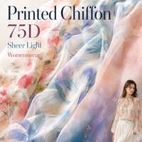 Tissu en Chiffon de Polyester Imprimé Premium pour la Mode Féminine 75D Respirant Transparent Tissé Vente en Gros Approvisionnement Direct Usine