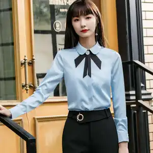 Blusa feminina para baixo, camisa feminina de botão com alta qualidade