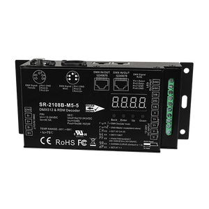 Décodeur <span class=keywords><strong>DMX</strong></span> RDM CV Sunricher 5CH - Fréquence PWM 35KHZ, Protection contre les courts-circuits, 8A/CH, Port RJ45, 5 broches/3 broches pour le cinéma et le film - Product Image 2