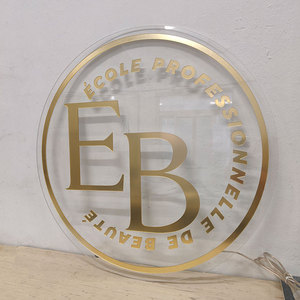 Trong nhà tùy chỉnh Acrylic frontlit Led vòng tròn treo Acrylic Salon dấu hiệu Tên chiếu sáng biển báo vàng gương 3D logo Đăng - Product Image 4