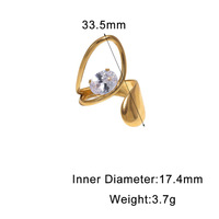 Großhandel Unregelmäßiger Geometrischer Offener Ring Modischer Trendiger Hochwertiger Edelstahl PVD 18K Gold Hypoallergener Strass-Ring