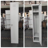 Armoire de chambre à coucher en métal à porte simple, verrouillable, pour rangement de vêtements, meuble en acier résistant à l'humidité pour vestiaire, direct usine