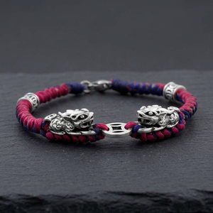 Bracelet unisexe en argent sterling 925 de haute qualité, avec breloque Pixiu vintage, chaîne cirée et double pièce, 7 pouces, cadeau - Product Image 3