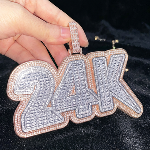 Colgante de Letra 24K con Moissanita, Collar de Letra en Tono Oro Rosa, Joyería con Nombre de Diamantes de Imitación, Regalo - Product Image 2
