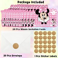 Penjualan terlaris pabrik tema kartun Set pesta ulang tahun perlengkapan pesta dengan Minnie Mouse tema undangan kartu untuk dijual