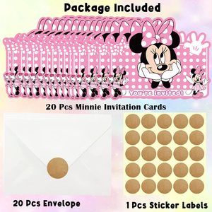 Usine vente chaude dessin animé thème fête ensemble fournitures de fête d'anniversaire avec Minnie Mouse thème conception Invitations carte à vendre - Product Image 6