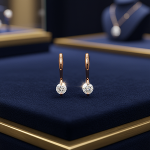 Orecchini in oro rosa con diamanti, taglio rotondo brillante, colore G, naturali, minimalisti, da indossare tutti i giorni, gioielli da donna E3428 - Product Image 2